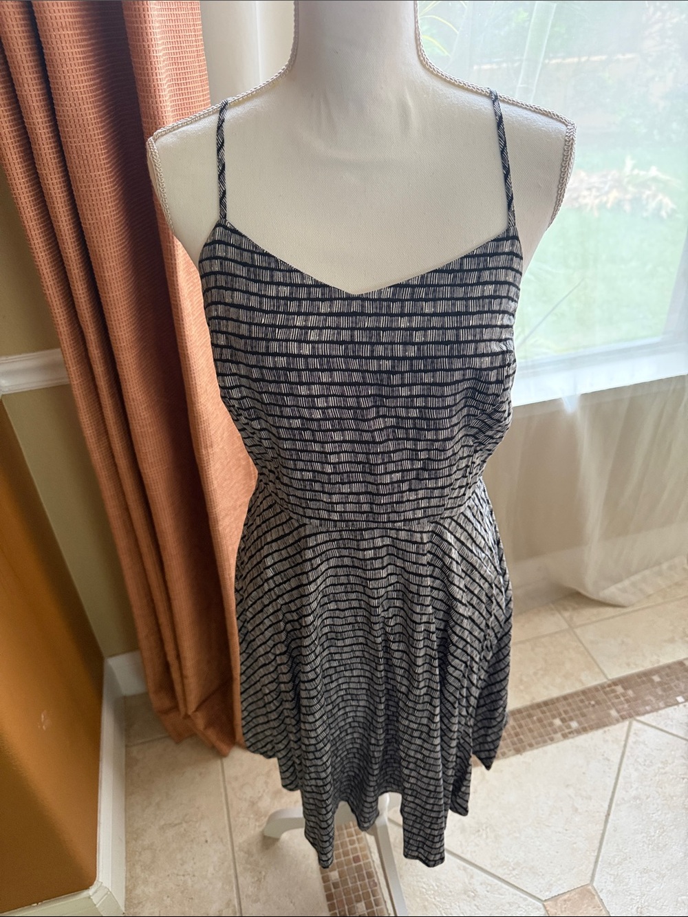 Old Navy Black and White Striped Mini Dress size medium